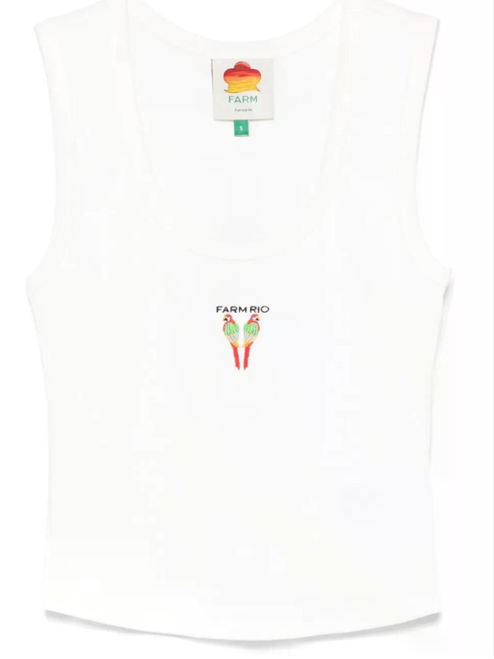 Farm Rio Embroidered White Tank